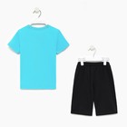 Комплект (футболка/шорты) для мальчика, цвет бирюзовый/чёрный, рост 128 9587192