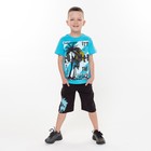 Комплект (футболка/шорты) для мальчика, цвет бирюзовый/чёрный, рост 128 9587192
