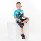 Комплект (футболка/шорты) для мальчика, цвет бирюзовый/чёрный, рост 128 9587192