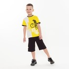 Комплект (футболка/шорты) для мальчика, цвет жёлтый/чёрный, рост 104 - фото 319445969