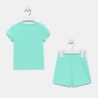 Комплект (футболка/шорты) для девочки, цвет мятный, рост 98 - фото 42013102