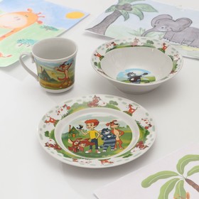 Набор детской посуды «Новое Простоквашино», 3 предмета: тарелка, салатник, кружка