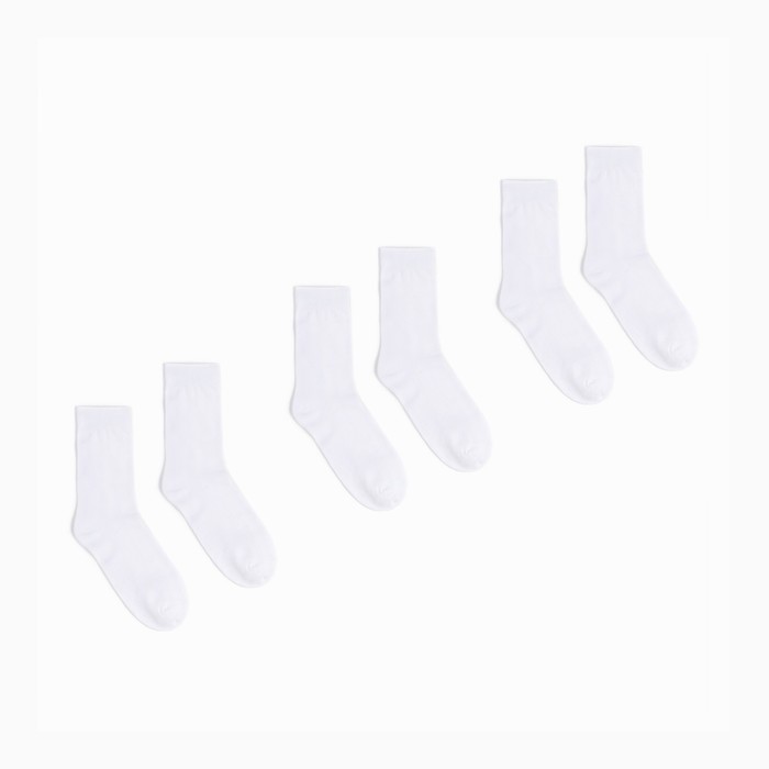 Набор мужских носков (3 пары), цвет белый, размер 27-29 - Фото 1