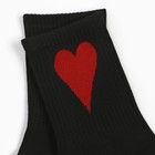Носки женские, цвет чёрный/красное сердечко, размер 23-25 - фото 24385533