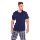 Комплект (футболка/шорты) мужской, цвет синий/клетка, размер 60 - Фото 4