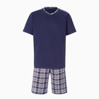 Комплект (футболка/шорты) мужской, цвет синий/клетка, размер 60 - Фото 6