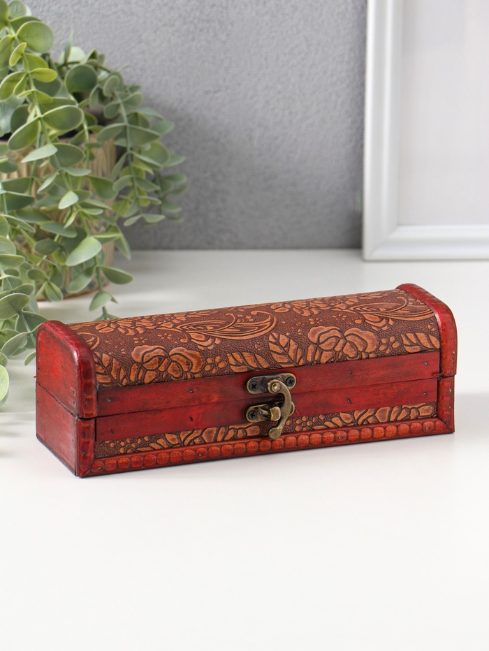 Шкатулка - купюрница дерево «Цветы», для денег, украшений, 6.5×20×7 см - Фото 1