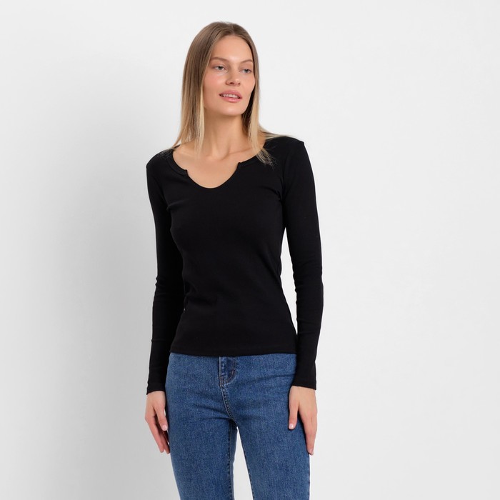 Лонгслив женский, цвет чёрный, размер 44 (M) - Фото 1