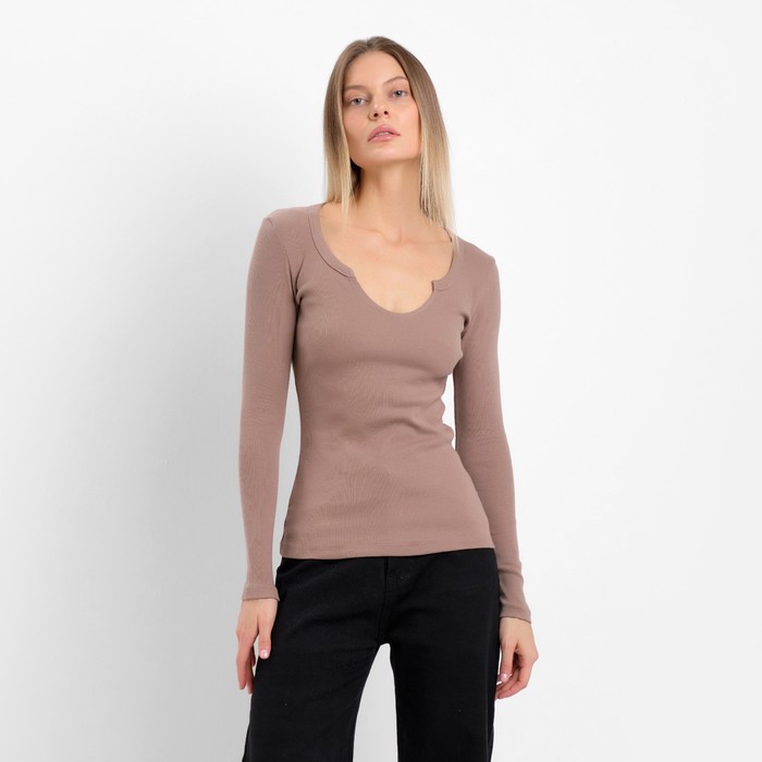 Лонгслив женский, цвет светло-коричневый, размер 46 (L) - Фото 1
