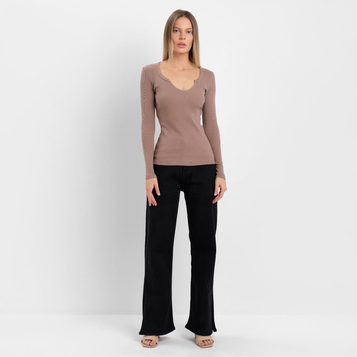 Лонгслив женский, цвет светло-коричневый, размер 46 (L) 62757