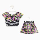 Комплект для девочки (топ/юбка), цвет чёрный/белый, рост 104см - фото 805502267