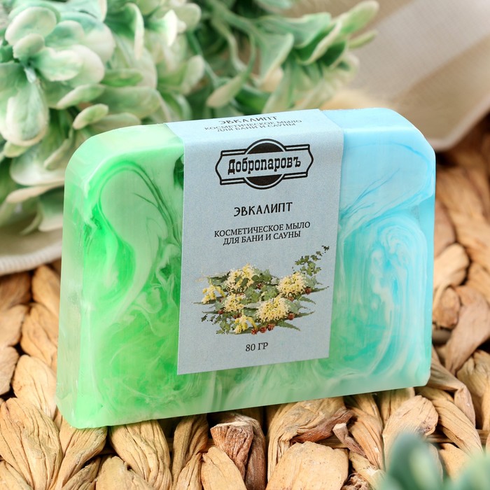 Мыло СПА - уход для бани и сауны "Эвкалипт" Добропаровъ РУЧНАЯ РАБОТА 80 гр - Фото 1