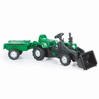 Трактор педальный DOLU Ranchero, с прицепом и ковшом, клаксон, цвет зеленый - фото 9416581