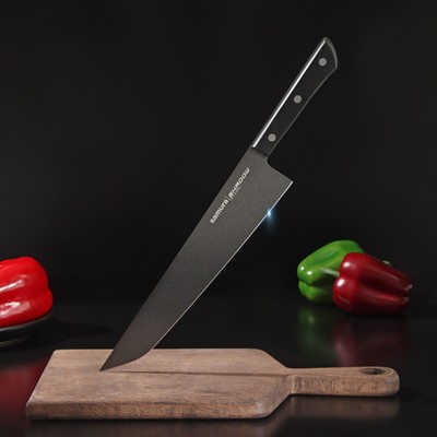 Нож кухонный Samura SHADOW, с покрытием Black-coating, 25 см, шеф, AUS-8