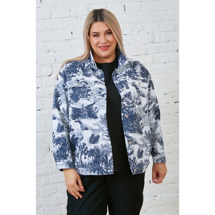Куртка женская, размер 66, цвет сине-белый