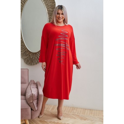 Платье женское, размер 56, цвет красный