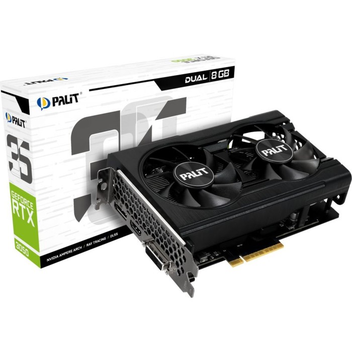 Видеокарта Palit PA-RTX3050 DUAL, RTX 3050 8 Гб, GDDR6, HDMI, DP - фото 51315375