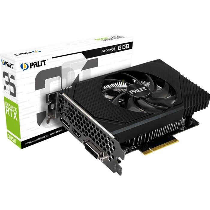 Видеокарта Palit PA-RTX3050 STORMX, GeForce RTX 3050 8 Гб, GDDR6, HDMI, DP - фото 51343259