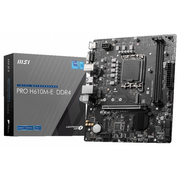 Материнская плата MSI PRO H610M-E, LGA1700, H610, 2хDDR4, VGA, HDMI, mATX - фото 51440631