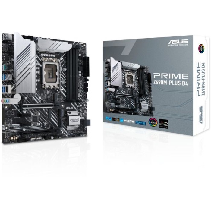 Материнская плата Asus PRIME Z690M-PLUS D4, LGA1700, Z690, 4хDDR4, VGA, HDMI, DVI, DP, mATX   967310 - фото 51316186