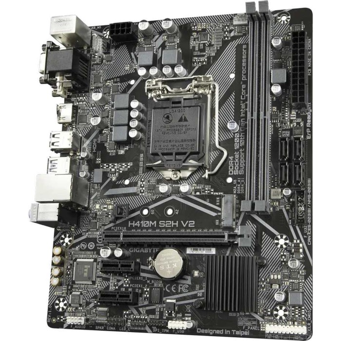 Материнская плата Gigabyte H410M S2H V2, LGA1200, H470, 2хDDR4, VGA, HDMI, DVI, mATX - фото 51316188