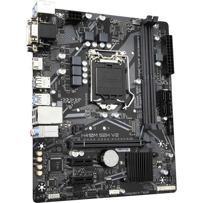 Материнская плата Gigabyte H410M S2H V2, LGA1200, H470, 2хDDR4, VGA, HDMI, DVI, mATX - фото 51316189