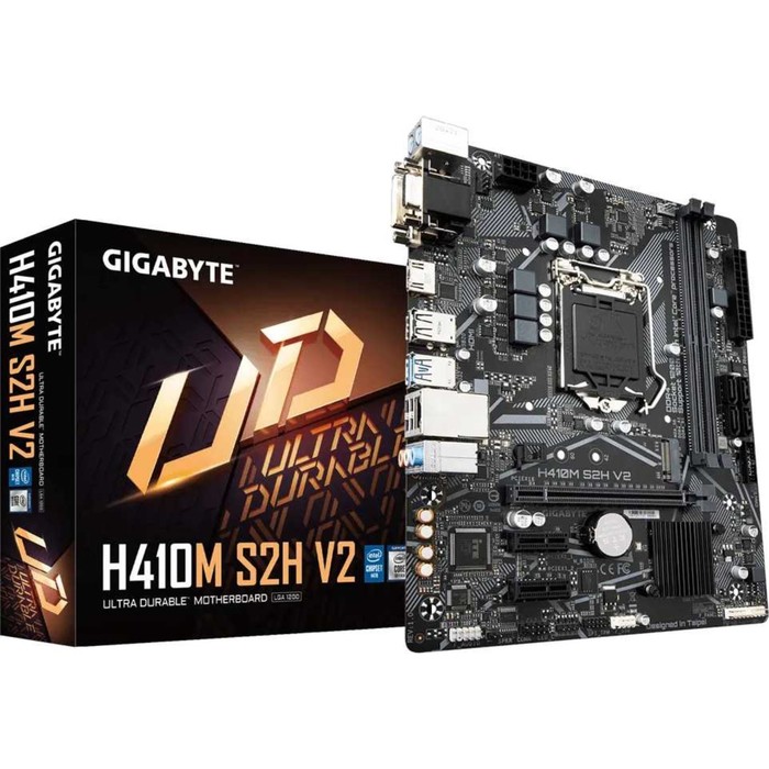 Материнская плата Gigabyte H410M S2H V2, LGA1200, H470, 2хDDR4, VGA, HDMI, DVI, mATX - фото 51316191