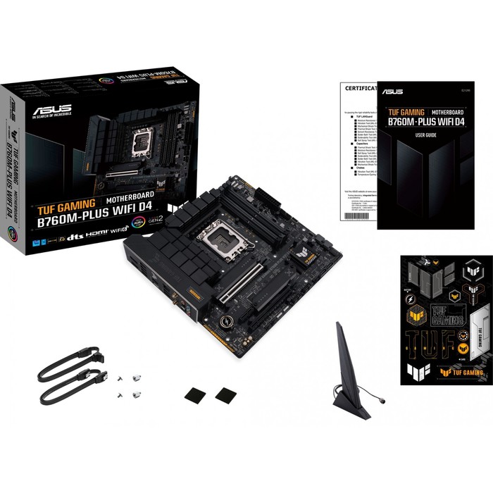 Материнская плата Asus TUF GAMING B760M-PLUS WIFI D4, LGA1700, B760, 4хDDR4, HDMI, DP, mATX   967311 - фото 51310202