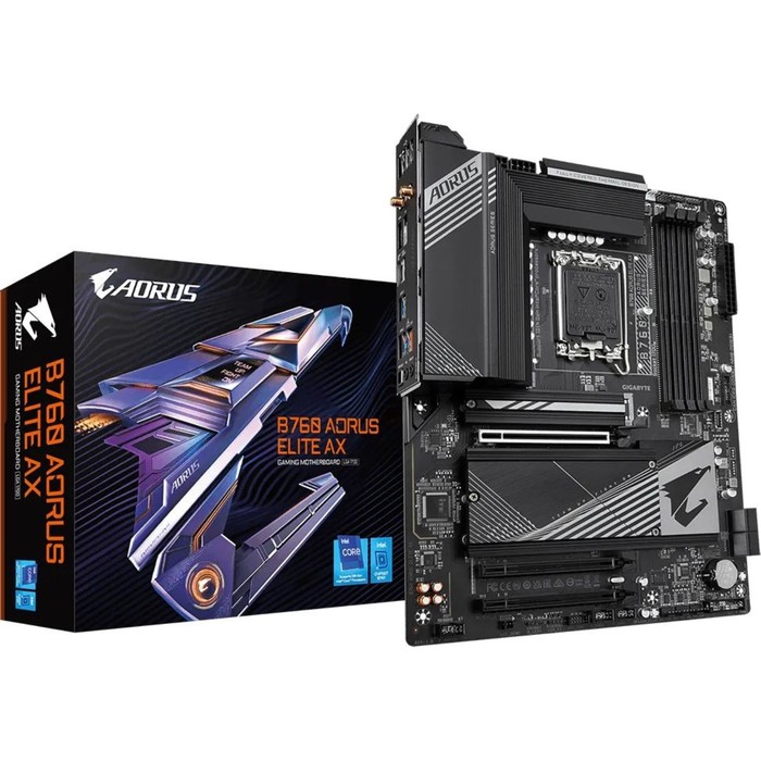 Материнская плата Gigabyte B760 AORUS ELITE AX, LGA1700, B760, 4хDDR5, HDMI, DP, ATX - фото 51440637