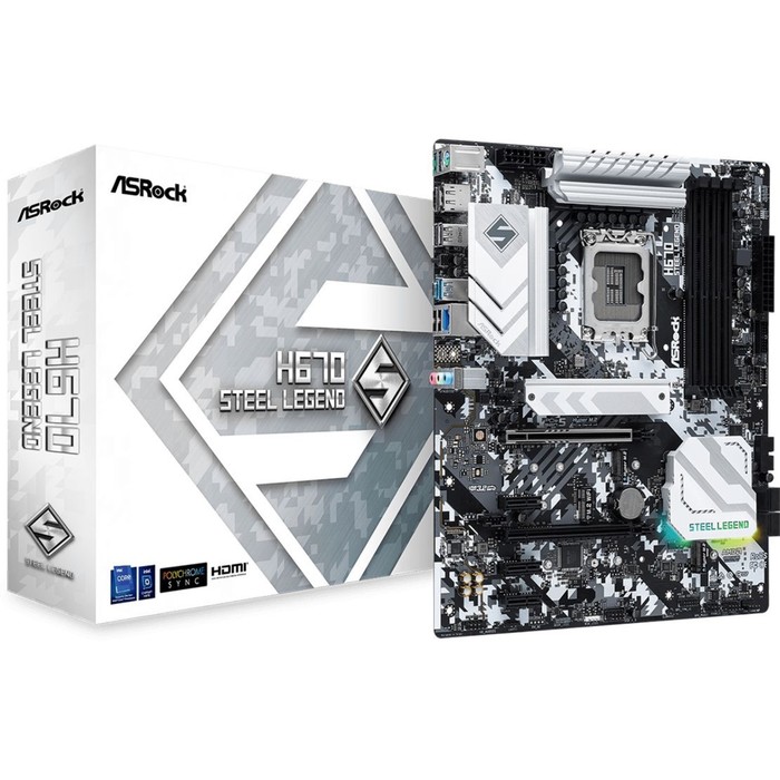 Материнская плата Asrock H670 STEEL LEGEND, LGA1700, H670, 4хDDR4, HDMI, DP, VGA, ATX - фото 51310231