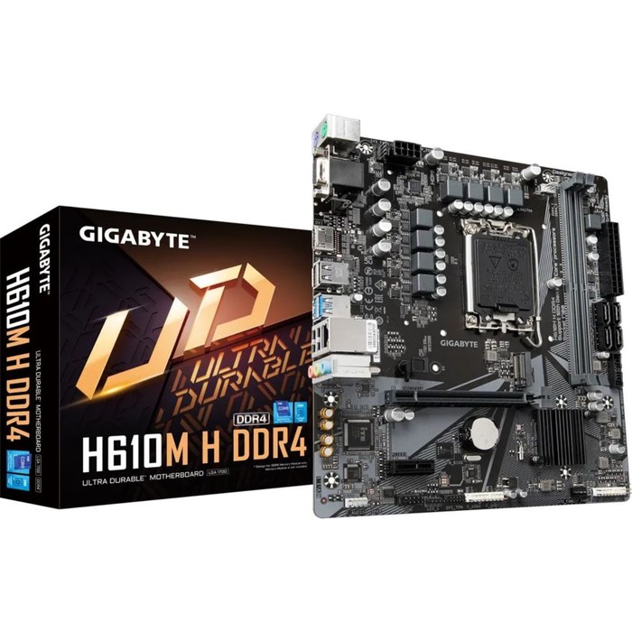 Материнская плата Gigabyte H610M H, LGA1700, H610, 2хDDR4, HDMI, VGA, mATX - фото 51316200