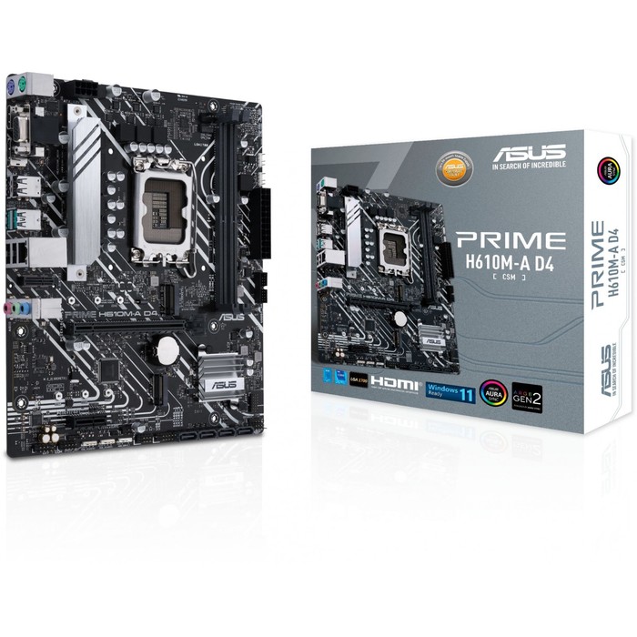 Материнская плата Asus PRIME H610M-A D4-CSM, LGA1700, H610, 4хDDR4, HDMI, DP, ATX - фото 51563569