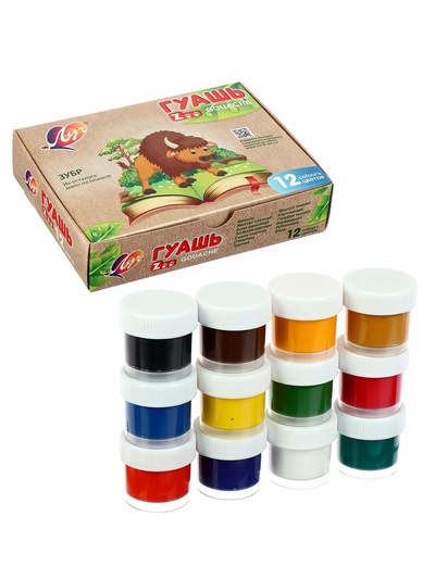 Гуашь 12 цветов х 15 мл ZOO
