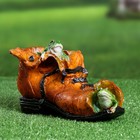 Фигурное кашпо "Ботинок с лягушками" коричневое, 24х14х14см - Фото 2