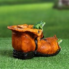 Фигурное кашпо "Ботинок с лягушками" коричневое, 24х14х14см - Фото 4