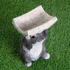 Садовая фигура "Серый заяц с кормушкой на голове" 15х13х24см - Фото 5