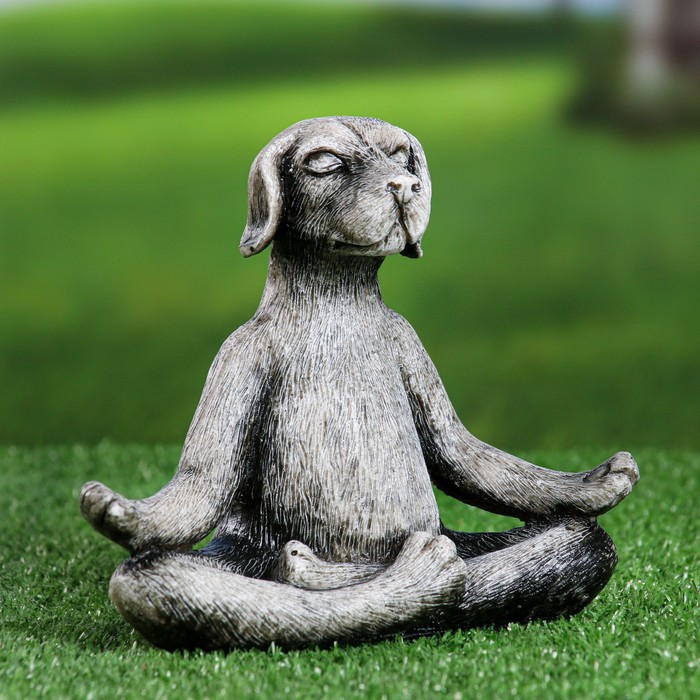 Фигура "Собака йог" 18х9х16см, серый камень - Фото 1