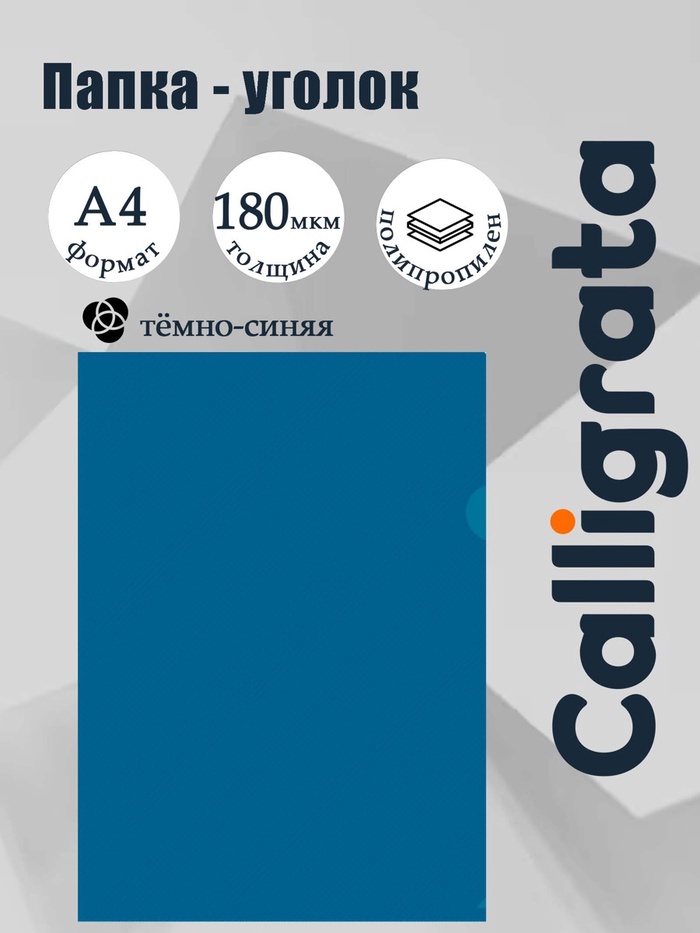 Папка уголок А4 180 мкм, Calligrata DeLuxe, черничный, непрозрачный, с тиснением - Фото 1