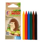 Мелки восковые 6 цветов ZOO, шестигранные - Фото 1