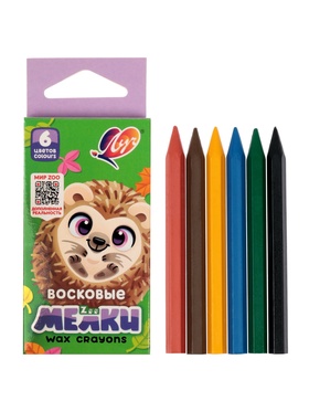 Мелки восковые, 6 цветов, «Луч», шестигранные  (артикул 1026768)  большой выбор товаров оптом и в розницу по низким ценам с доставкой