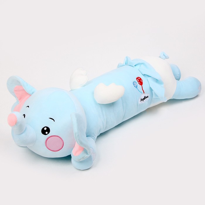 Мягкая игрушка-подушка «Слоник», 80 см, цвет голубой - фото 1907716403