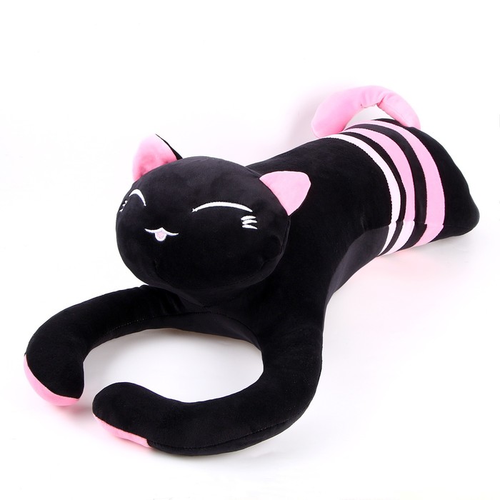 Мягкая игрушка-подушка «Кот», 70 см, цвет чёрно-розовый - фото 1907716420