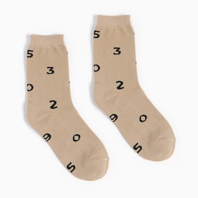 Носки мужские MINAKU «Цифры», размер 40-42 (27 см), бежевые