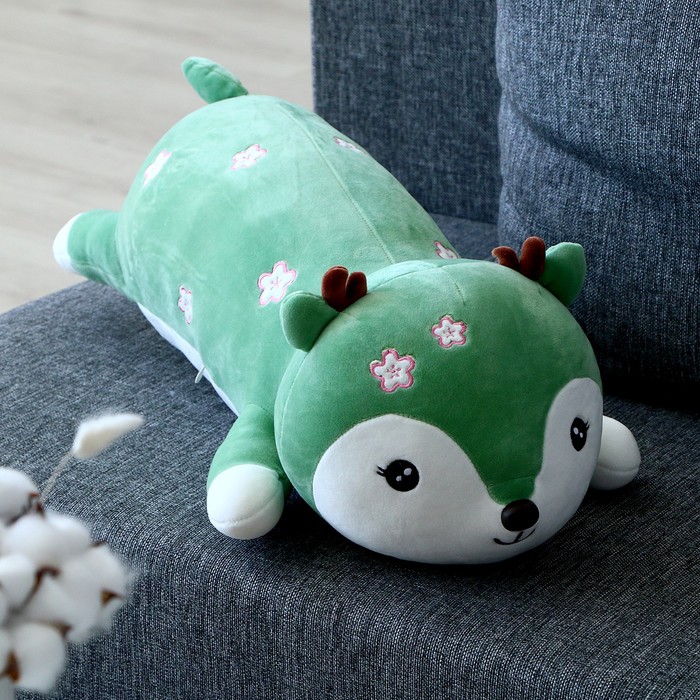 Мягкая игрушка-подушка «Оленёнок», 60 см, цвет зелёный - Фото 1