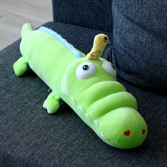 Мягкая игрушка-подушка «Крокодил с уточкой», 65 см, цвет зелёный - фото 1907716533