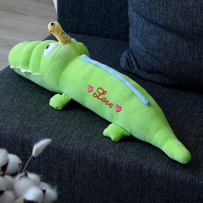 Мягкая игрушка-подушка «Крокодил с уточкой», 65 см, цвет зелёный - фото 1907716534