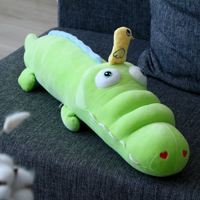 Мягкая игрушка-подушка «Крокодил с уточкой», 65 см, цвет зелёный - фото 1907716535