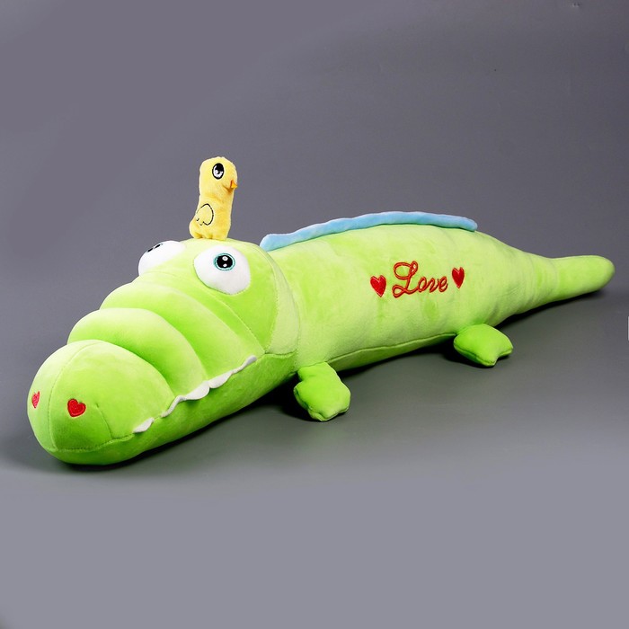 Мягкая игрушка-подушка «Крокодил с уточкой», 65 см, цвет зелёный - фото 1907716536