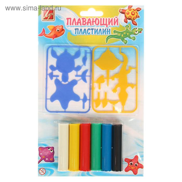 Пластилин плавающий 6 цветов, с пластмассовыми деталями - Фото 1