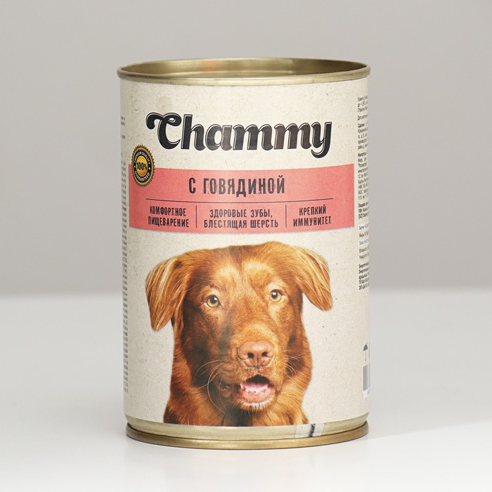Влажный корм Chammy для собак, говядина в соусе, 415 г - Фото 1